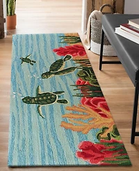 Liora Manne' Frontporch Swimming Baby Turtles 2'x5' Runner Area Rug
