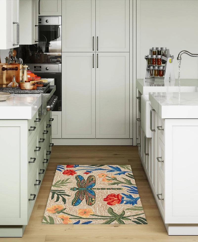 Liora Manne' Frontporch Floral Dragonfly 2'6"x4' Area Rug