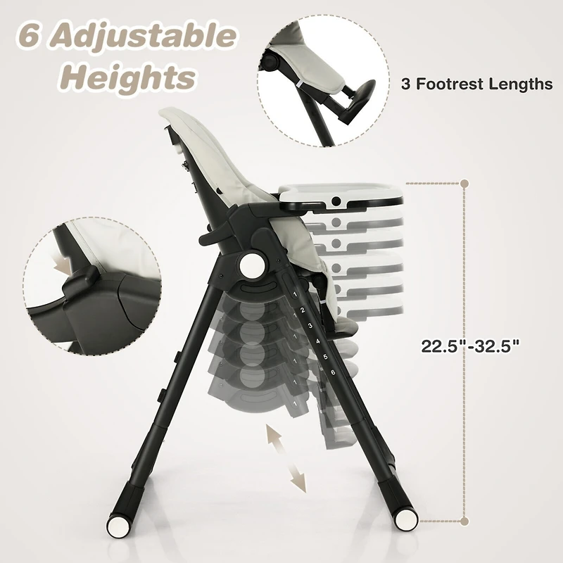 Gouun 4-in-1 Baby High Chair with 6 Adjustable Heights