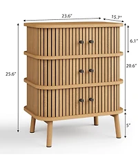 6 Drawer Dresser, Horizontal Chests of Double Drawers for Bedroom, Mid Century Dresser with Black Handles and Wooden Legs, Storage Drawer Organizer fo