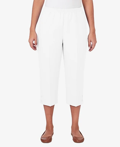 Alfred Dunner Petite Classics Button Hem Denim Capri Pants