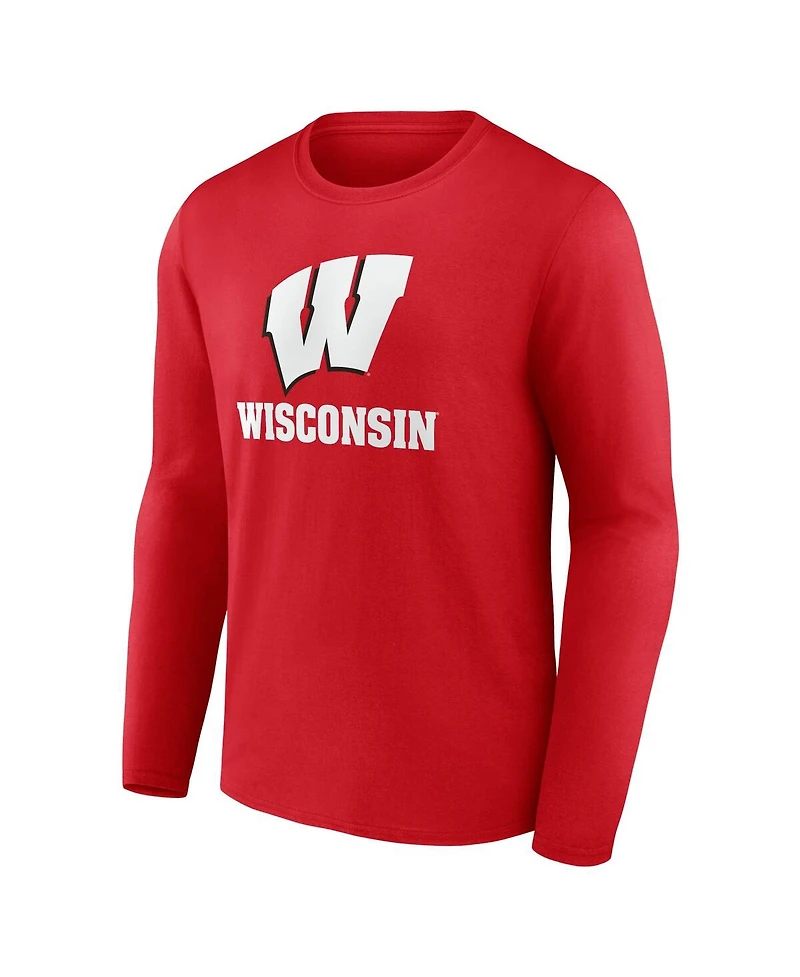 Fanatics Men's Red Wisconsin Badgers Team Lockup Long Sleeve T-Shirt