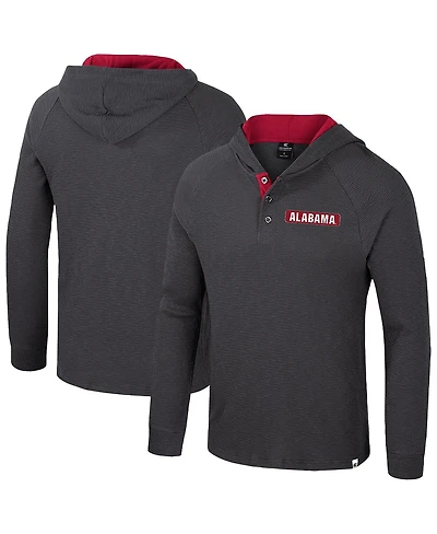Colosseum Men's Charcoal Alabama Crimson Tide Dujour Raglan Long Sleeve Henley Hoodie T-Shirt