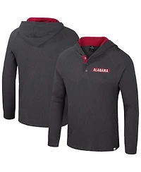 Colosseum Men's Charcoal Alabama Crimson Tide Dujour Raglan Long Sleeve Henley Hoodie T-Shirt