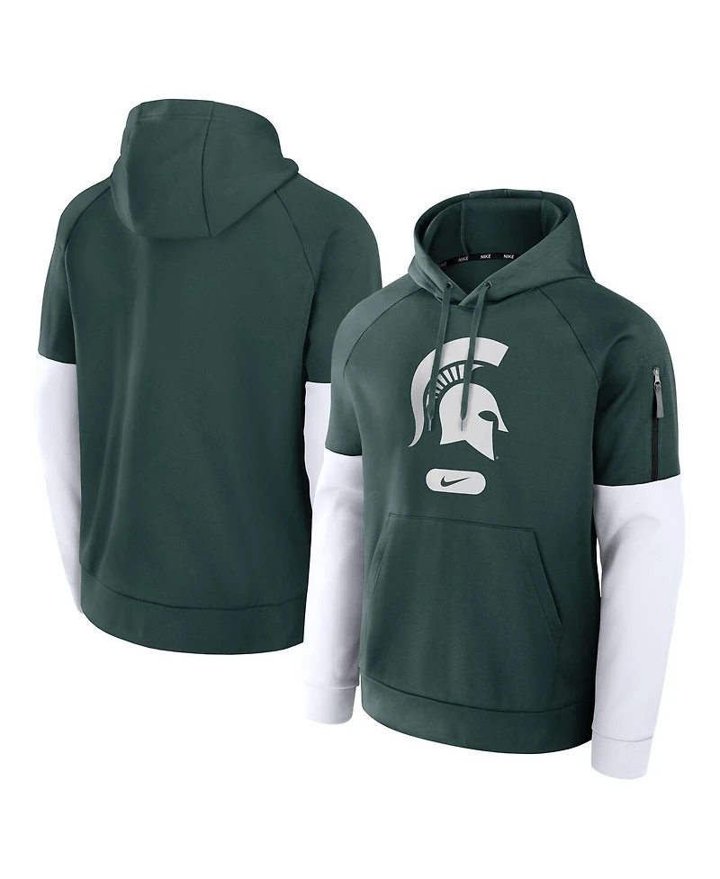 Nike Men's Green Michigan State Spartans Fitness Performance Pullover Hoodie