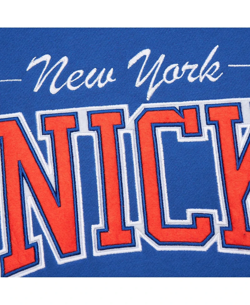 Mitchell & Ness Men's Blue New York Knicks Hardwood Classics There Back 2.0 Vintage Pullover Sweatshirt