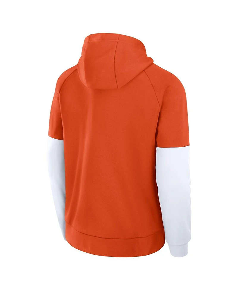 Nike Men's Orange/White Clemson Tigers Fitness Raglan Performance Pullover Hoodie