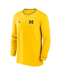 Jordan Men's Maize Michigan Wolverines 2024 Sideline Coach Performance Half-Zip Long Sleeve Top