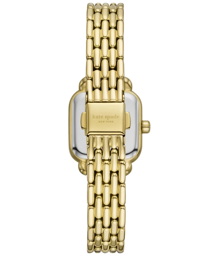 Kate Spade New York Women's Gracie Square Three-Hand Gold-Tone Stainless Steel Watch, 25mm