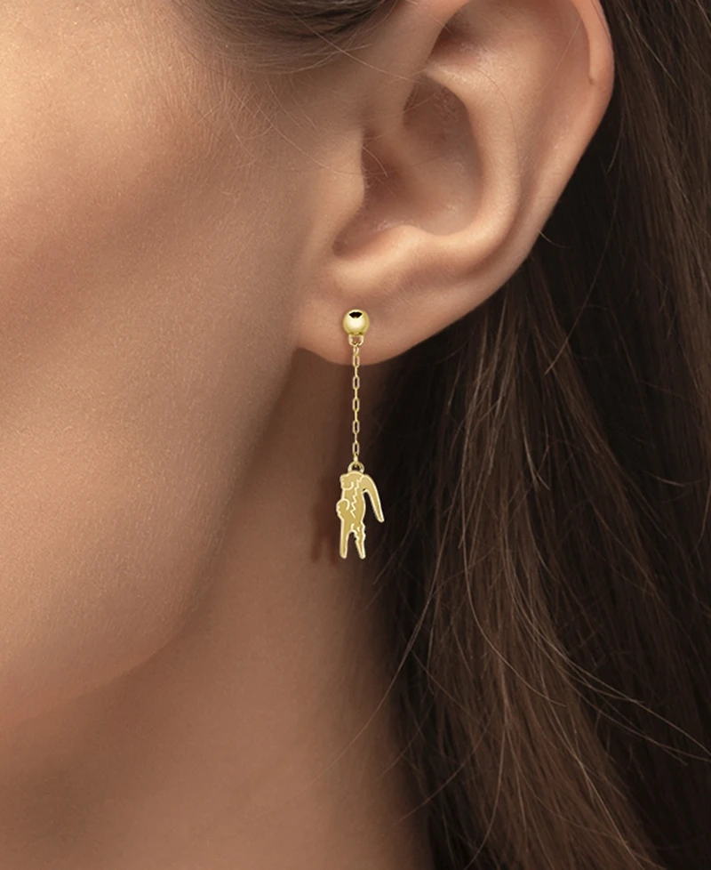 Lacoste Gold-Tone Crocodile Chain Drop Earrings