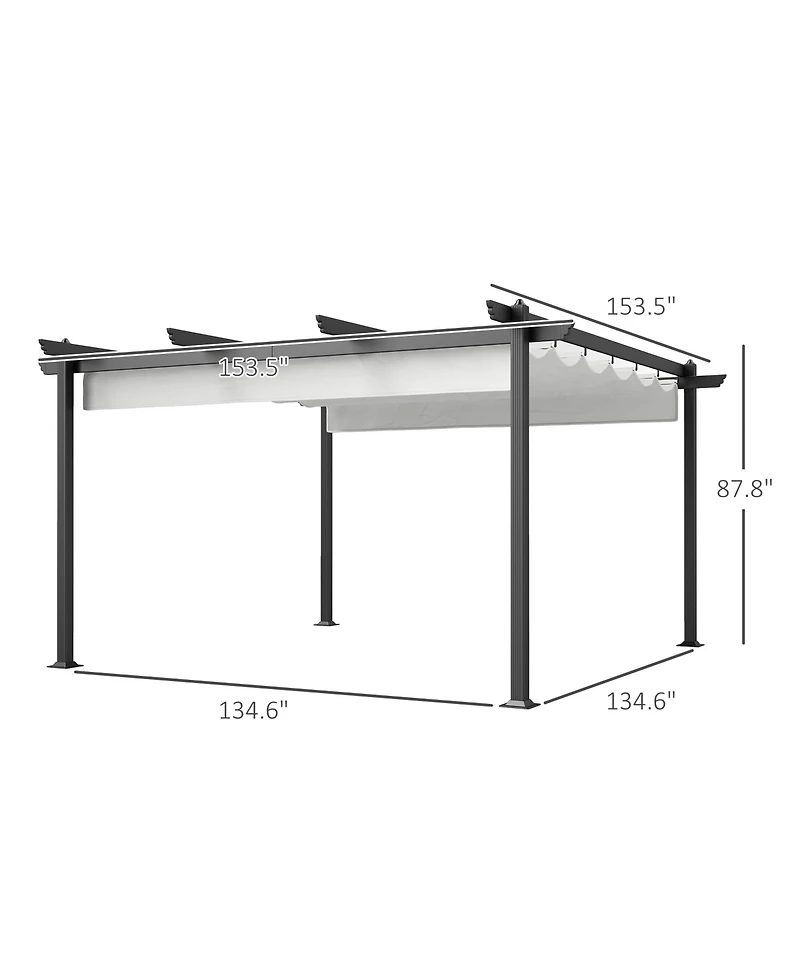 Outsunny 13' x 13' Aluminum Pergola with Retractable Canopy,
