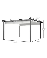 Outsunny 13' x 13' Aluminum Pergola with Retractable Canopy,