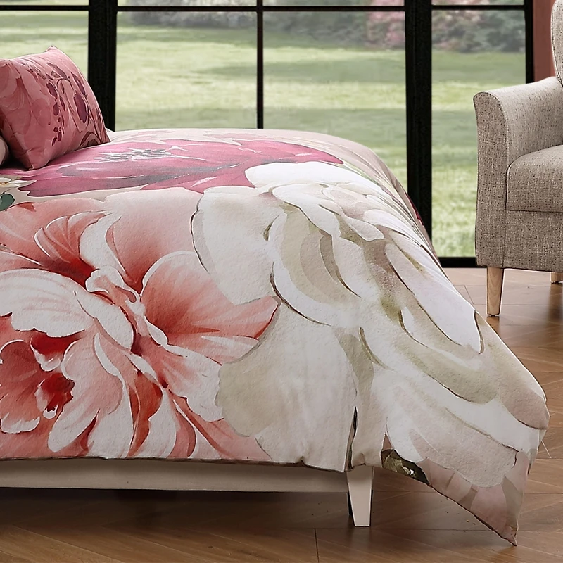 Bebejan Florence Bedding 220 Thread Count 100% Cotton 5 Piece King Size Reversible Comforter Set
