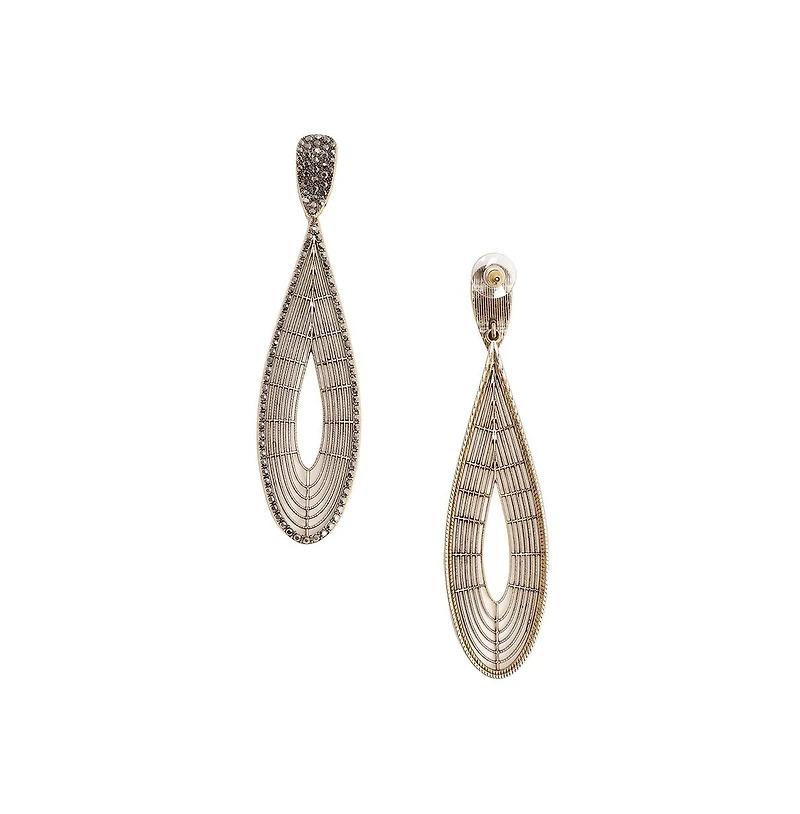 Maxi Lined Teardrop Drop Earrings