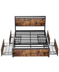 gaomon Queen Bed Frame with 4 Storage Drawers and Headboard