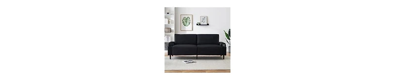 gaomon 80.7" Modern Square Armrest Cushioned Sofa with Storage Bag and Cup Holders, Small Couch Mid Century for Living Room, Apartment and Office