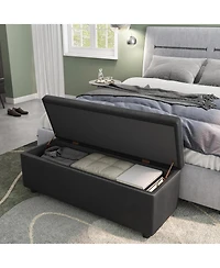 Storage Ottoman Bench, End of Bed Bench with The Synthetic Leather with Stitching