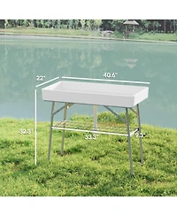Outsunny 3.4ft Folding Ice Cooler Table with Drain, Party Ice Table,