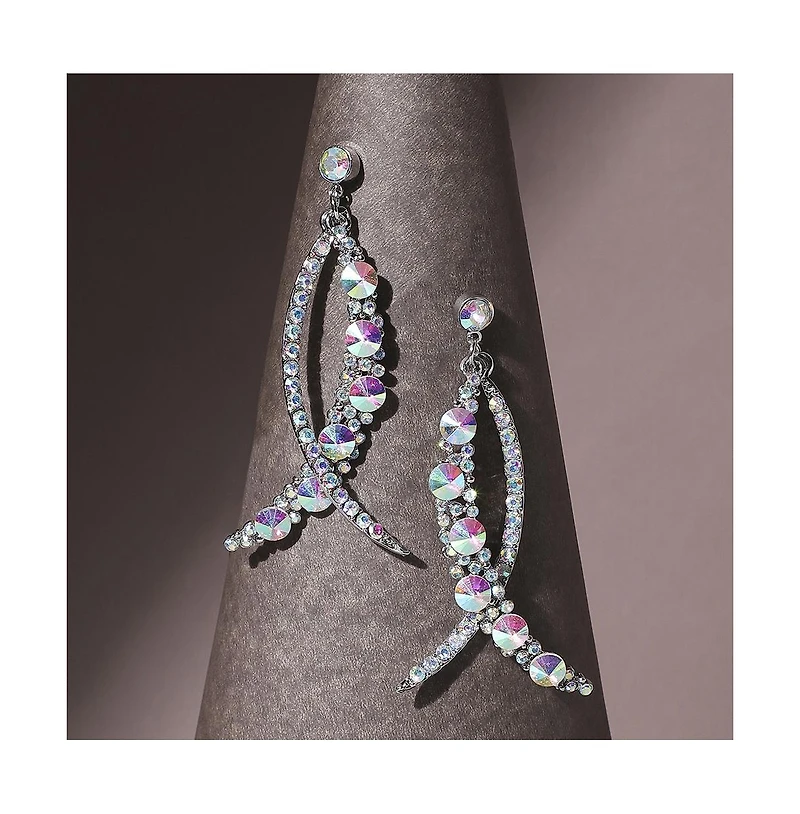 Rhinestone Crescent Drop Earrings