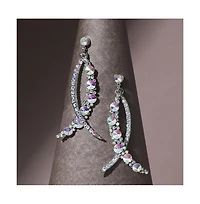 Rhinestone Crescent Drop Earrings