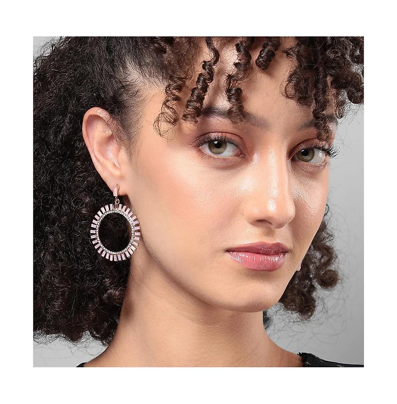 Circular Crystal Drop Earrings