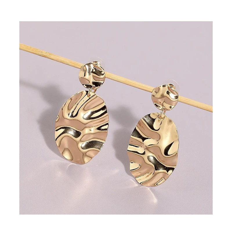 Dented Oval Drop Earrings