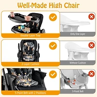 Gouun Multifunctional Folding Baby High Chair with Rolling Wheels and Adjustable Height