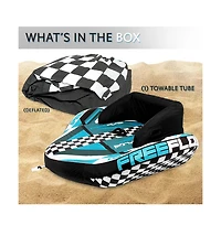 SereneLife Inflatable Towable Tube With Front Tow Point & Stabilizer Walls - 2-Person Capacity