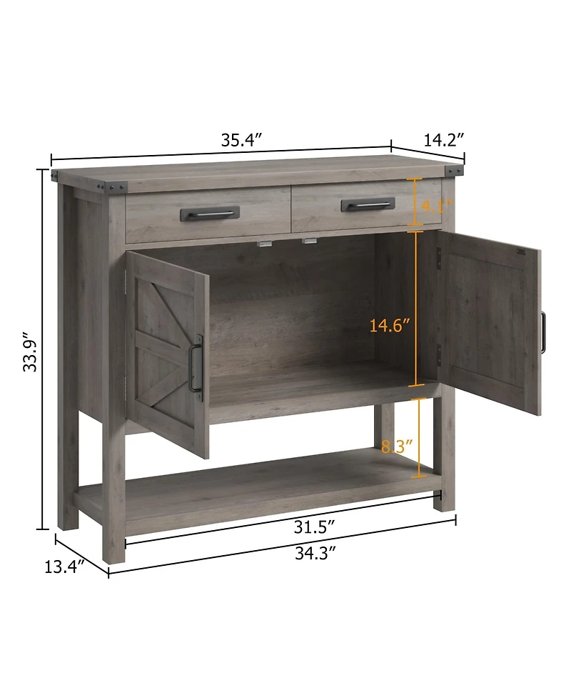 gaomon Farmhouse Entryway Table with 2-Door Cabinet & 2 Drawers, Wood Console Table with Storage, Coffee Bar Cabinet
