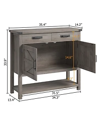 gaomon Farmhouse Entryway Table with 2-Door Cabinet & 2 Drawers, Wood Console Table with Storage, Coffee Bar Cabinet