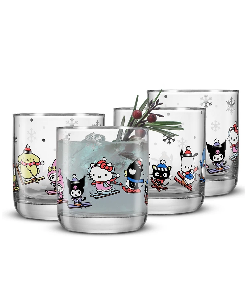JoyJolt Hello Kitty and Friends Winter Wonderland Short Glasses, Set of 4