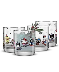 JoyJolt Hello Kitty and Friends Winter Wonderland Short Glasses, Set of 4