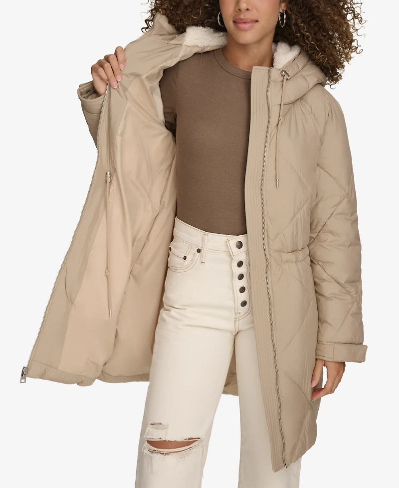 Levi's Women's Diamond Quilted Cinch Waist Parka Jacket