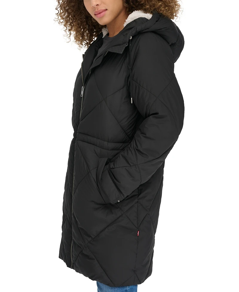 Levi's Women's Diamond Quilted Cinch Waist Parka Jacket