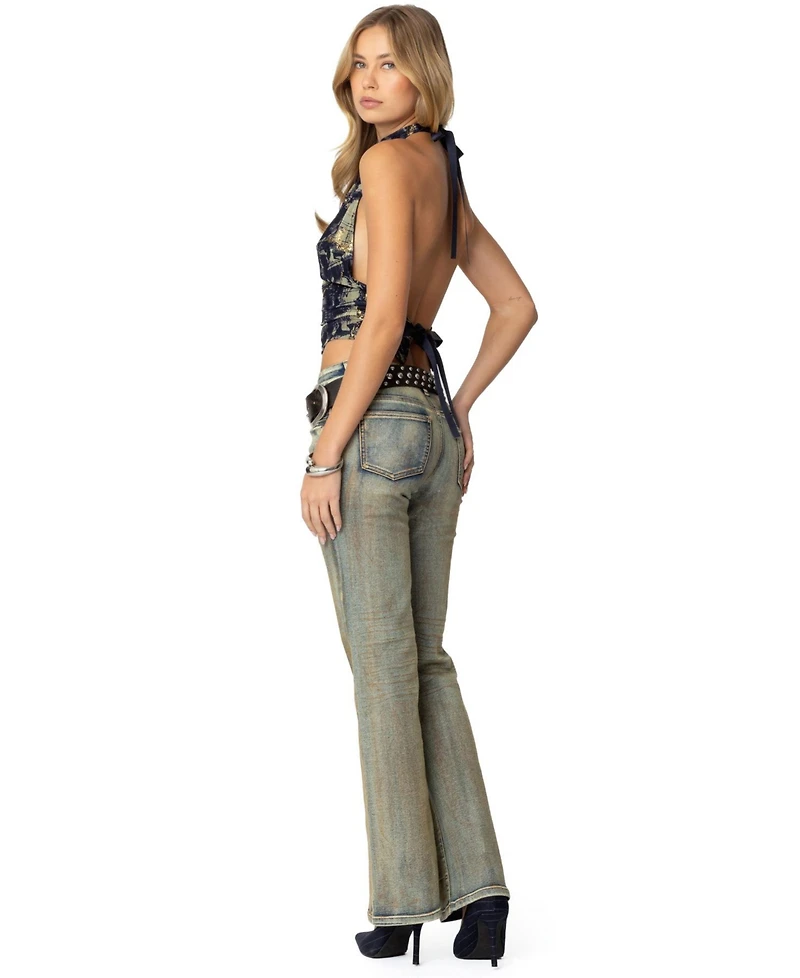Edikted Womens Paz Printed Mesh Top