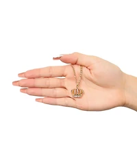 Juicy Couture Crown Pendant Necklace & Stud Earrings Set - Pink Crystal Embellished