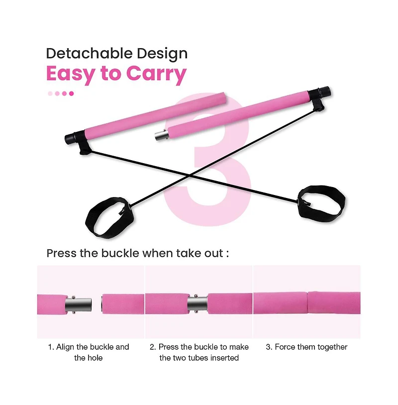 Cowin Pilates Bar with Foot Loop and Exercise Resistance Band
