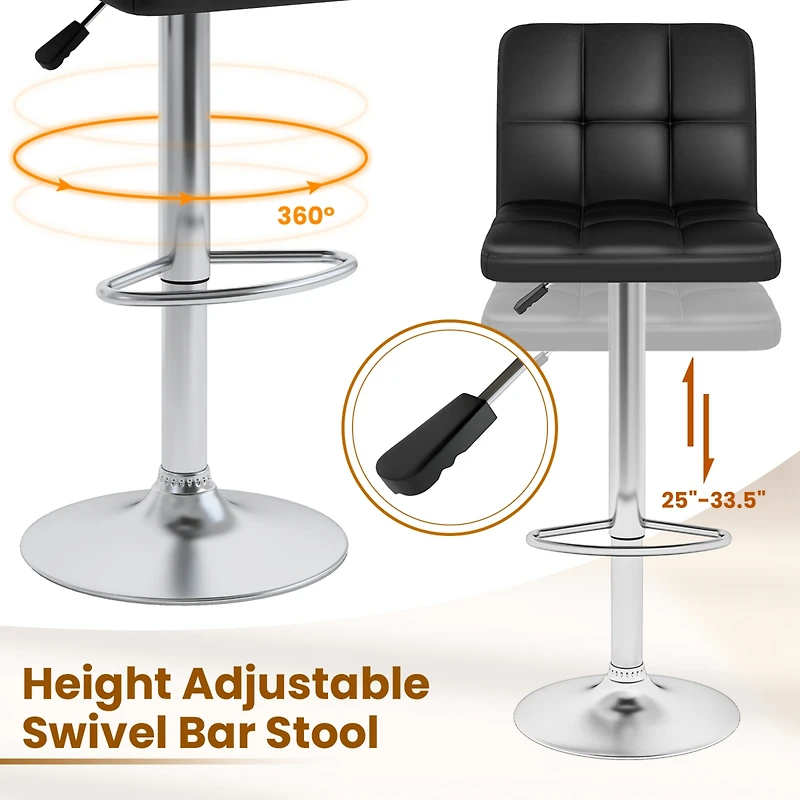 Gymax Set of 4 Pu Leather Bar Stool Swivel Bar Chair w/ Adjustable Height