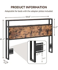 gaomon Queen Size Headboard, Headboard with 2 Outlets, Led Lights and Usb Ports, Adjustable Height, Storage Rack, Sturdy and Stable, Easy Assembly, Ru