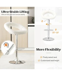 Gymax Set of 4 Adjustable Bar Stools Swivel Pub Chairs Barstools Pu Leather