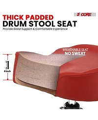 5 Core Drum Throne with Backrest Thick Padded Adjustable Guitar Stool Motorcycle Style Saddle Music Chair Seat for Adult Drummers