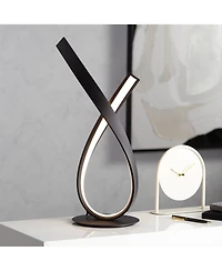 360 Lighting Twist 19 1/4" High Small Modern Accent Table Lamp Led Black Metal Single White Shade Living Room Bedroom Bedside