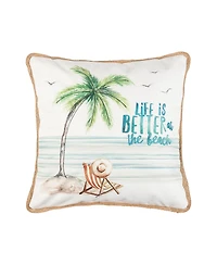 Life Is Better At The Beach Embroidered Throw Pillow, 18" x 18"