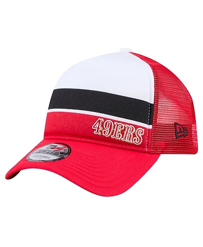 New Era Big Boys and Girls Scarlet San Francisco 49ers Sport Night Color Block 9FORTY A-Frame Trucker Adjustable Hat
