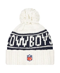 New Era Women's White Dallas Cowboys 2024 Sideline Cuffed Knit Hat with Pom