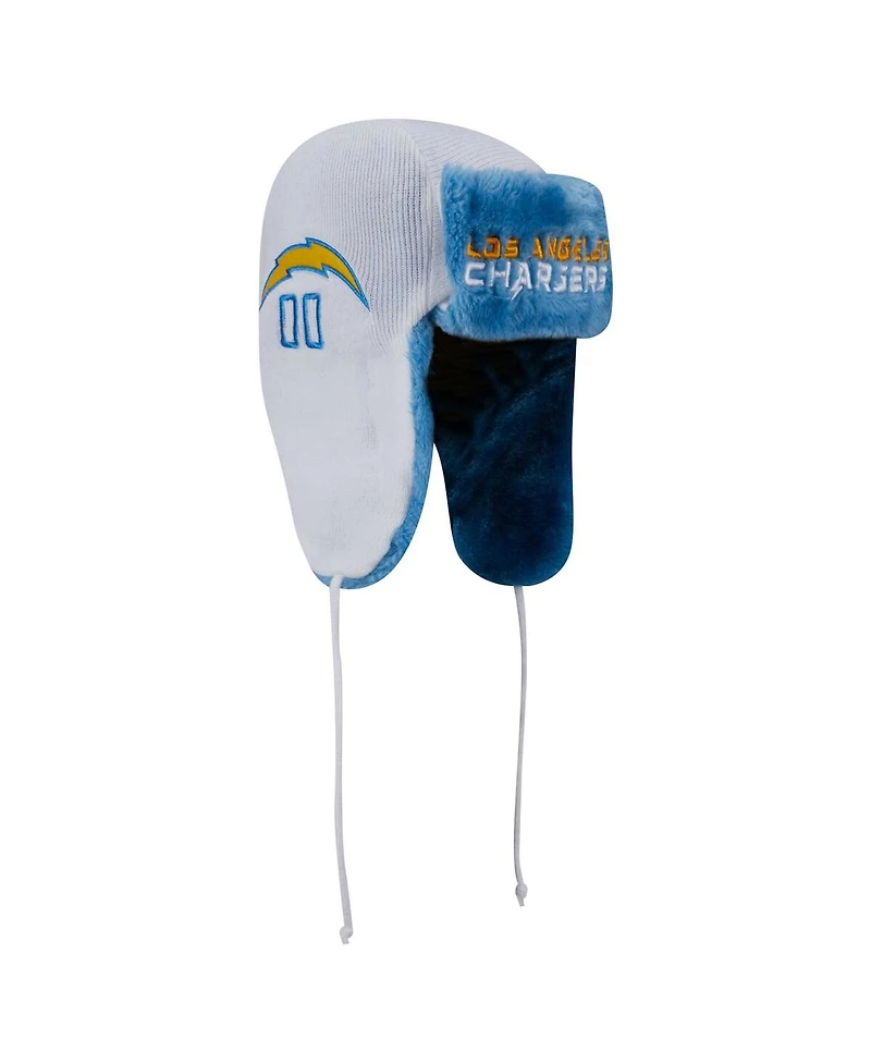New Era Men's White Los Angeles Chargers Helmet Head Trapper Knit Hat
