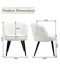 Dyhome Upholstered Fabric Dining Chairs with Black Metal Legs, Modern Curved Backrest Kitchen Chairs, Set of 6