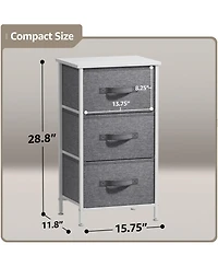 Sorbus Nightstand with 3 Drawers - Steel Frame, Wood Top & Easy Pull Fabric Bins - Perfect for Home, Bedroom, Office & College Dorm