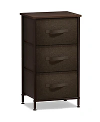 Sorbus Nightstand with 3 Drawers - Steel Frame, Wood Top & Easy Pull Fabric Bins Perfect for Home, Bedroom, Office College Dorm