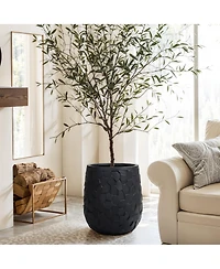 LuxenHome Black Beehive Round 19.7-Inch Tall Planter